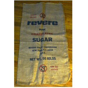 Set Of 2 Burlap Bags Revere Sugar NB Potatoes Country Farmhouse Kitchen Decor
